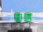 Vintage Green Emerald-Cut Sheer Rhinestone Earrings Pierced