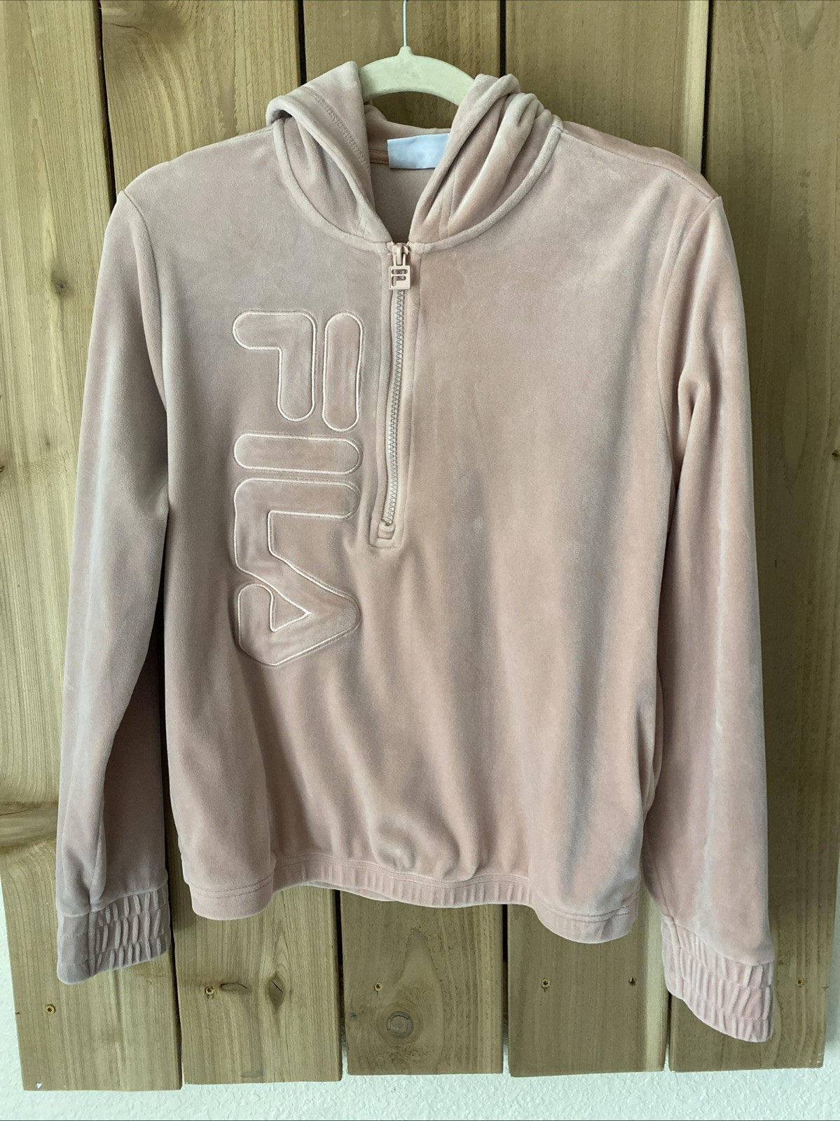 Felpa con cappuccio Fila rosa manica lunga taglia M nuova senza etichetta