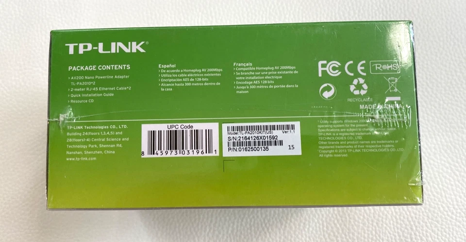 TP-Link AV200 Nano Powerline Adapter Starter Kit TL-PA2010KIT - NEW - Image 3 of 4