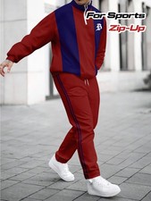 3D Print Men's Zip-Up Sweatshirt Long Sleeve Top and Pants Two-Piece Set, Letter