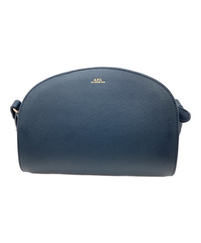 APC A.P.C. Demi-Lune Half Moon Crossbody Shoulder Bag Navy Saffiano Leather