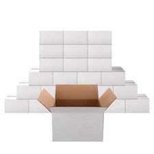 PETAFLOP 8x6x5 Shipping Boxes Set of 25, Small White Cardboard Mailer Box for...