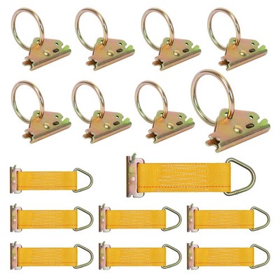 E Track Tie Down Accessories, Heavy Duty Steel 8 O-Ring Anchors and 8 Rope Ti...