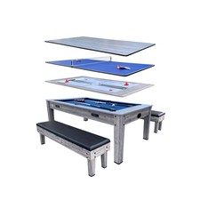 4in1 Combo Game Table Blue Felt with Gray Body Includes 2 Benches FREE SHIPPING