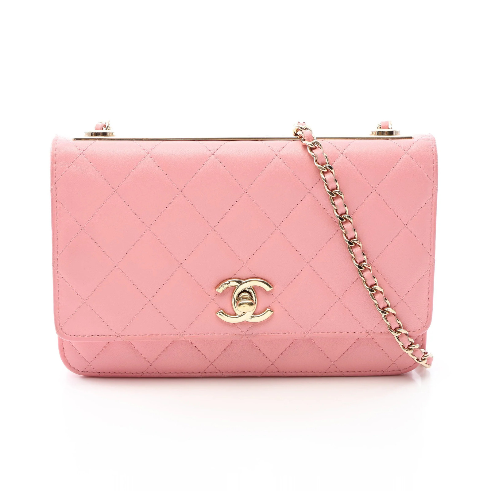 Chanel CC Matelasse Shoulder Bag Pink Lambskin Leather #RCB13481