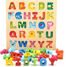 Alphabet Puzzle Wooden Puzzles for Toddlers 3 4 5 Year Old, Learning Puzzles Toy