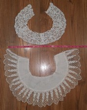 Lot of 2 Vintage/Antique Ivory Lace Linen Dainty Detachable Collar