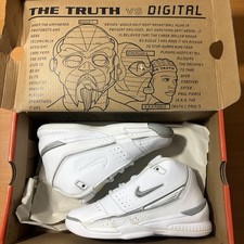 NIKE P2 Paul Pierce Sz 12.5 PS White Silver Basketball Shoes Vtg OG