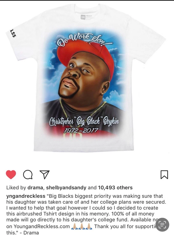 Young & Reckless Big Black Tribute Graphic T-Shirt Men’s Sz 2XL *NEW* - Image 2 of 4