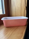 Vintage pyrex flamingo, pink loaf bread Pan 1.5 quart