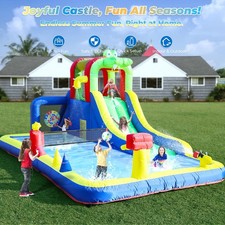 15ft Inflatable Water Slide Bounce House w/ Ball Game Pool for Kids Outdoor