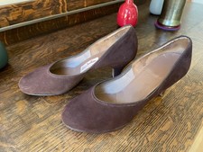 Vintage 1950's Paris Fashion Fifth Avenue Styles Brown Suede Pumps Heels 7.5