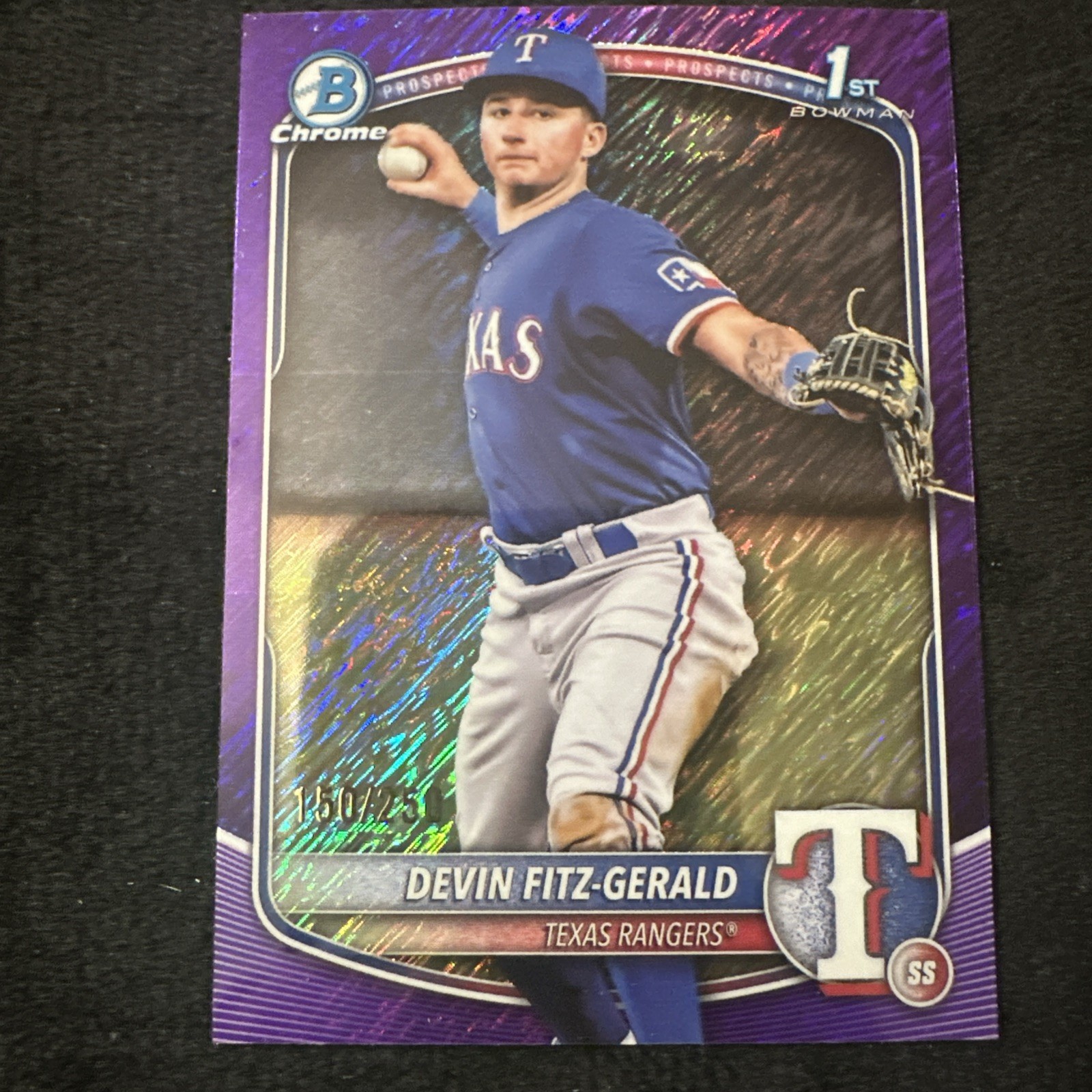 2025 Bowman Chrome Prospect 1st Devin Fitz-Gerald Rangers Purple Shimmer /250