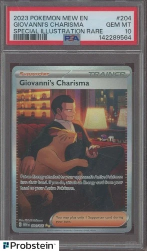 2023 Pokemon MEW EN Special Illustration Rare #204 Giovanni's Charisma PSA 10