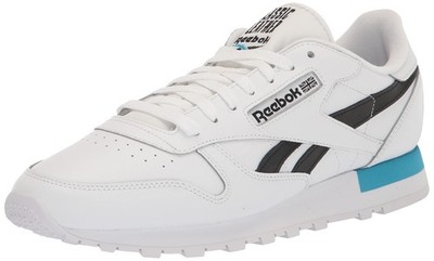 Reebok Men Classic Leather Running Sneaker IE9383 White/Black/Aqua Size 9.5