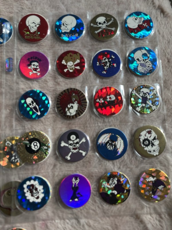 Vintage POGs Milk Caps Mixed Lot Holographic Skull 8 Ball Designs 1993