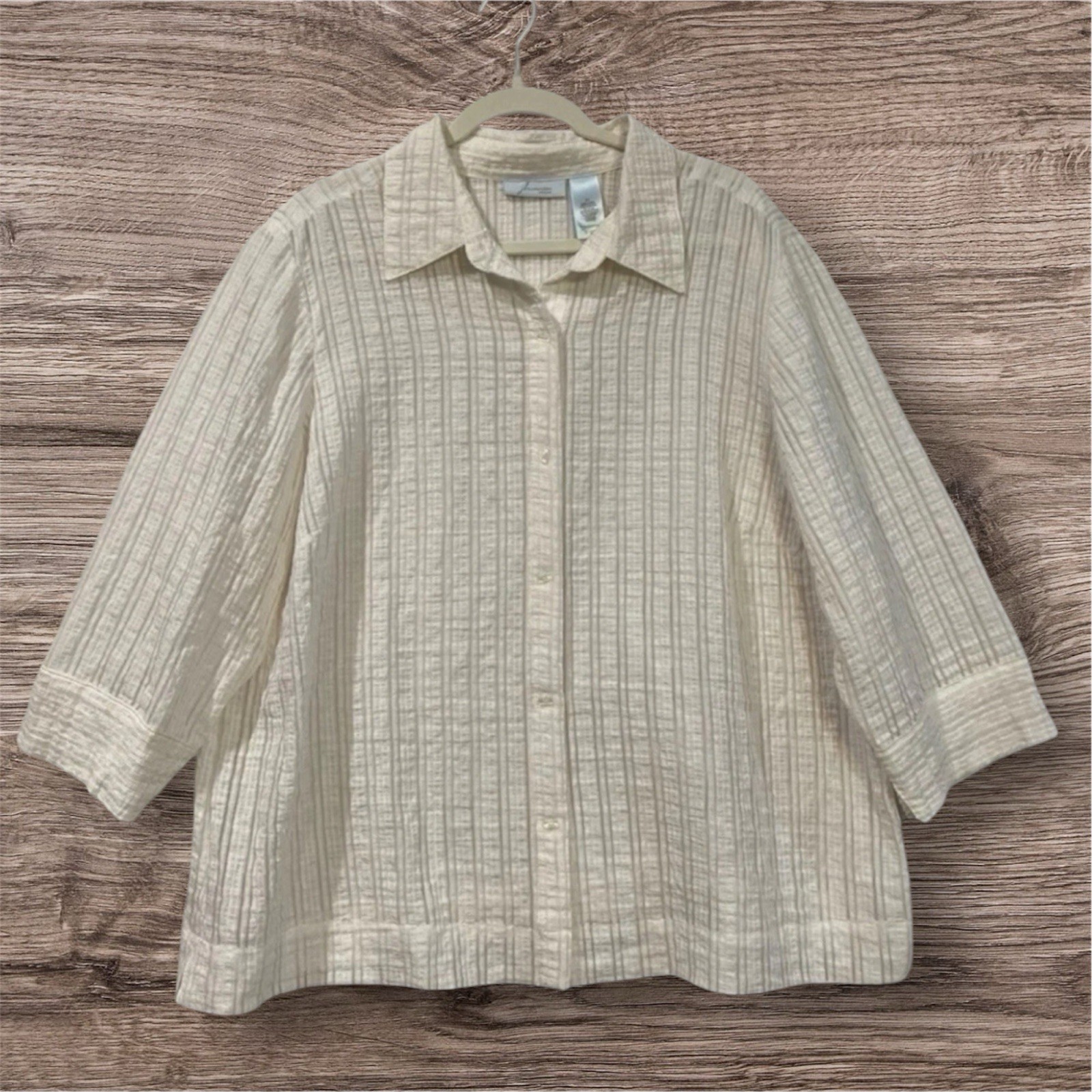 JH Collectibles Womens Sheer Textured Button Front Top Size 3X Summer Boho Chic