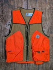 Vintage Carhartt Vest Mens Large Brown Orange VU250 Hunting Game Bag