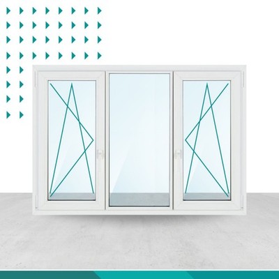 Kunststofffenster Drutex, 3-teilig, DKL+Fest+DKR verschiedene Größen, weiß