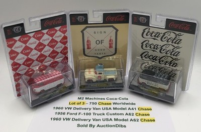 M2 Machines Coca-Cola 1956 Ford F-100 & Two 1960 VW Delivery Van Lot of 3 CHASE