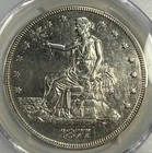 1877 T$1 Silver Trade Dollar PCGS Genuine AU Detail Sharp Coin Has Been Cleaned