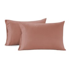 LANE LINEN 100 Organic Cotton Pillow Cases Standard Pack of 2 , Rose Down