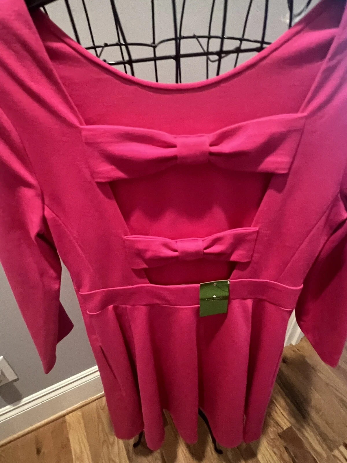 NUOVO abito Kate Spade rosa civettuolo fiocco schiena taglia 8 fantasia incontrarti $328