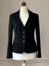 Kaliko Black Polyester Mix 3 Button Single Breasted Jacket Acetate Lining Uk 10
