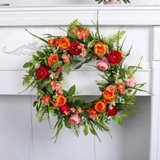 Artificial Seasonal Wreath for Front Door or Porch, Multicolor, Flower