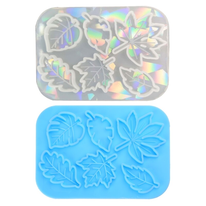 Hairpins Resin Mold DIY Jewelry Holographic 6-cavity Leaf Shape Hair Clip Molds