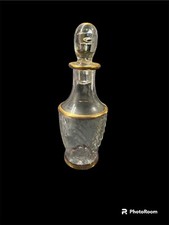 Antique Perfume Decanter With Gold Trim.  Embossed Cut Glass.