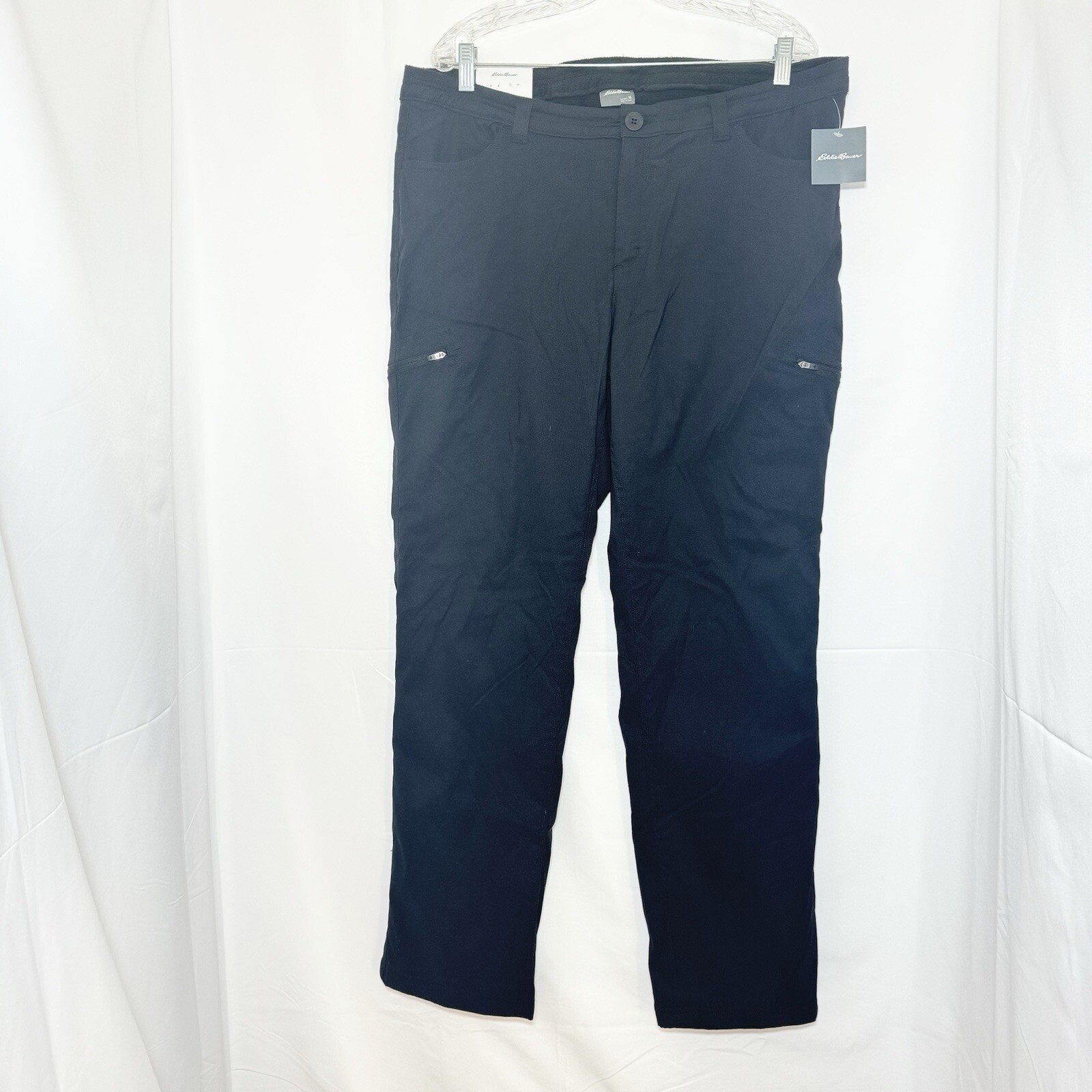 Eddie Bauer Micro Fleece Lined Rainier Pants Womens 16 Black Stretch NEW