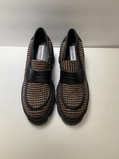 Steve Madden Women's Beth Heel Brown Plaid Loafer Sz 10