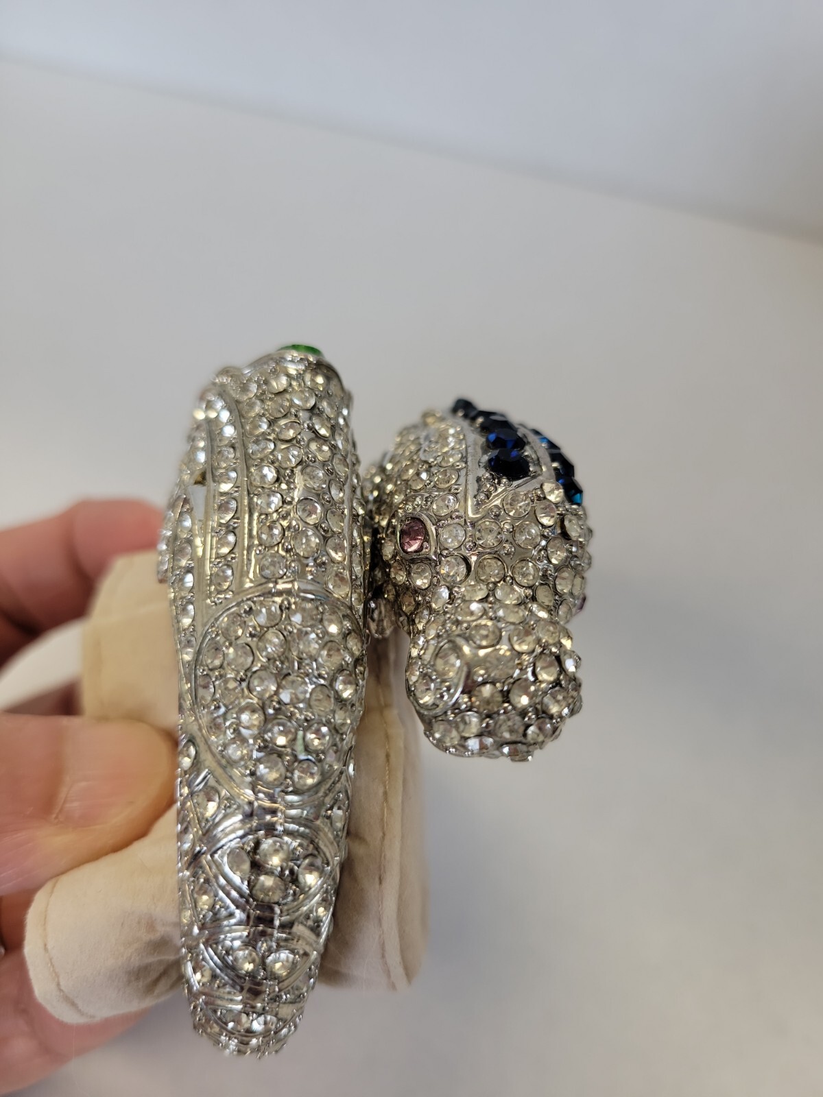 Chunky Dragon Rhinestone Hinged Bangle Bracelet S… - image 6