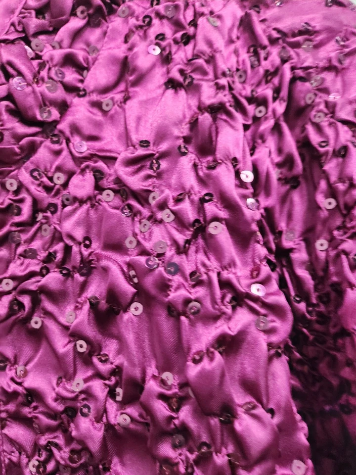 Adressing Woman Womens Jacket Size 1X Fuchsia Zip Up Crinkled Sequined Artsy - Image 3 of 4