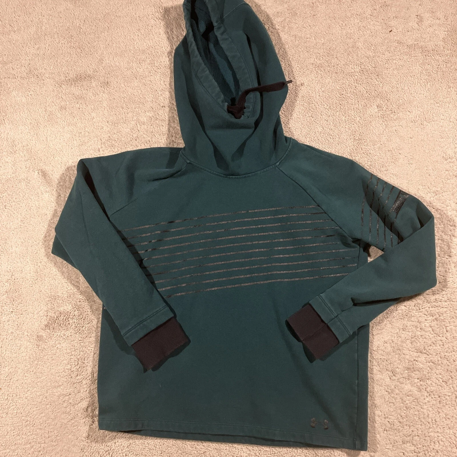 Under Armour Cowl Neck Hoodie Womens Small Green Graphic Print Outdoors Gym Jog