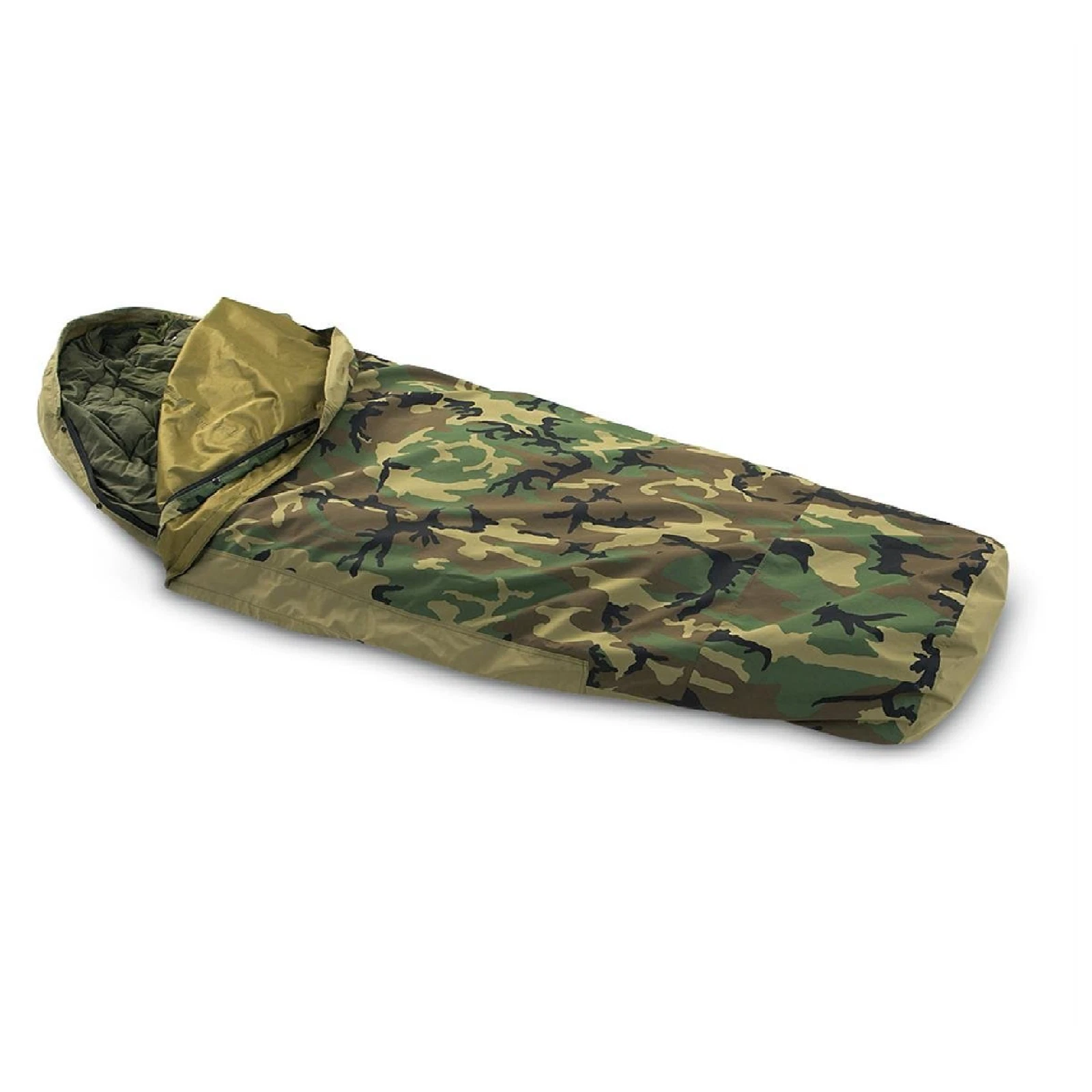 US Military Genuine Issue GI Modular Sleep System Bivy Cover, Woodland Camo,Used