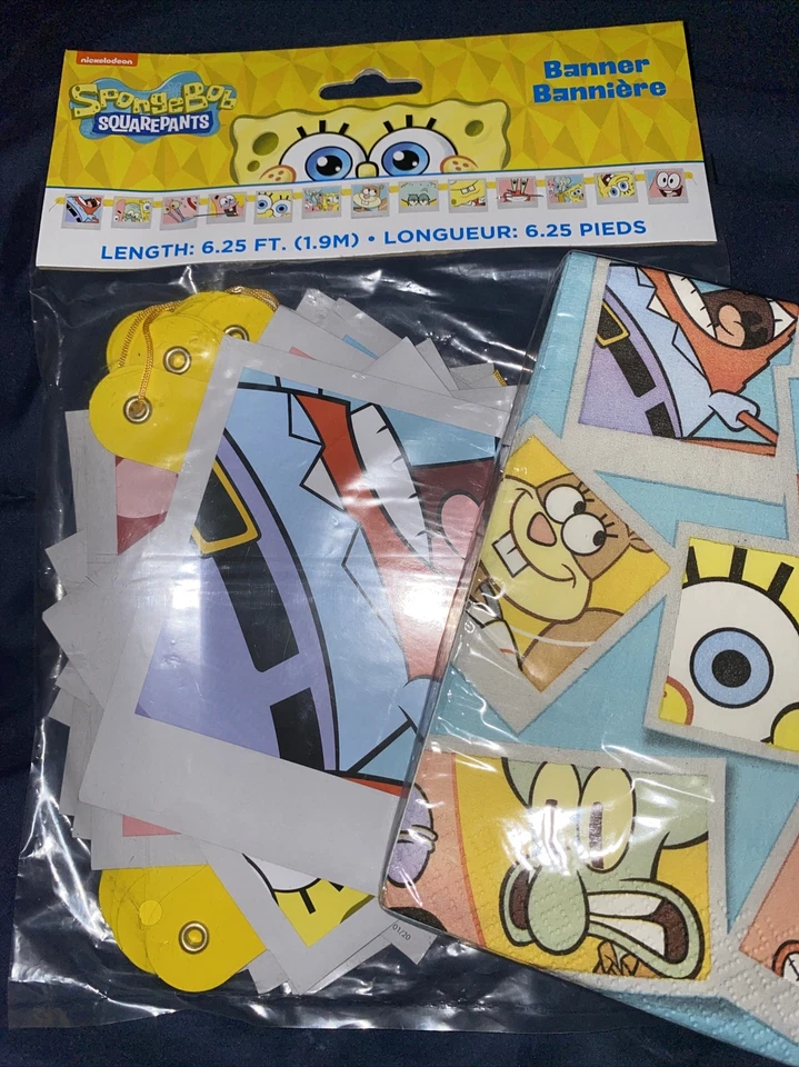 SPONGEBOB SQUAREPANTS Banner And Faces LUNCH NAPKINS (16) ~ Birthday Party - Image 2 of 4