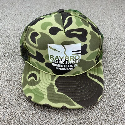 #ad #ad Raybro Electric Supplies Hat Trucker Snapback Mesh Cap Duck Camo Florida VTG $39.99