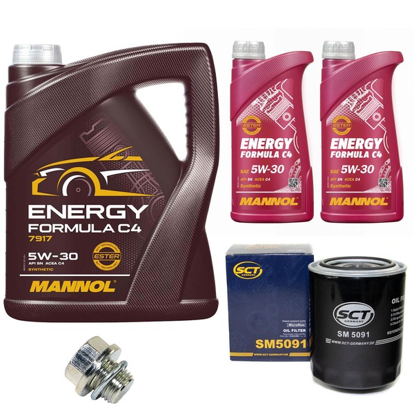 MotoröL Set Mannol 5W30 7 Liter + ÖLfilter + Schraube FüR Mitsubishi L200 Triton-image