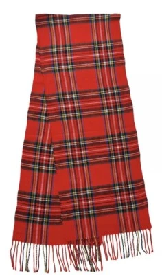Fidra Scottish Red Tartan Checked Scarf 195 x 25cm.48 hour UK delivery.