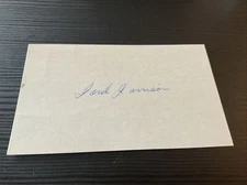 FORD GARRISON (1943-1946 Red Sox, A's) -Autographed 3x5 Index (d.2001)