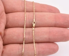 1.10mm Rock Sparkle Twisted Chain Necklace Real Solid 14K All Yellow Gold