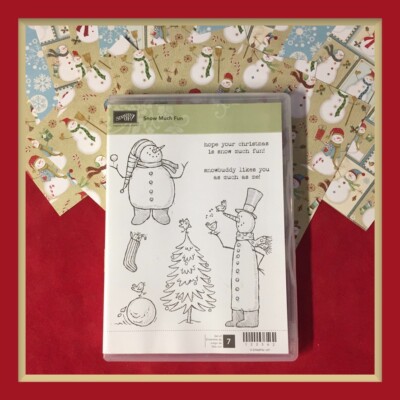 Stampin Up! SNOW MUCH FUN Stamp Set & fun ''snowy'' paper #260