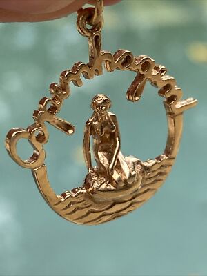 Vintage 14K Yellow Gold The Little Mermaid of Copenhagen Circle