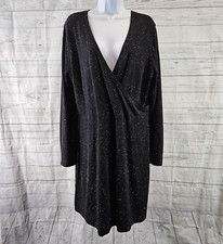 Ann Taylor LOFT Womens Sweater Dress Sz XL Black Speckled Long Sleeve V-Neck