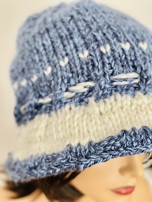 Hand Knits 2 Love Hat Beanie Cap Brim Designer Checker Tie  display picture 1