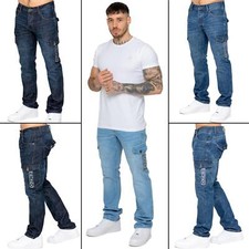 Enzo Mens Straight Leg Regular Fit Jeans Heavy Denim Casual Cotton Trouser Pants