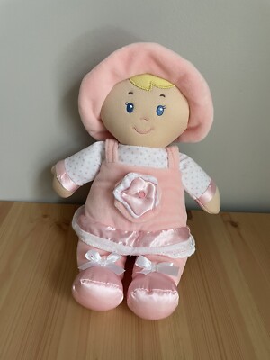 Kids Preferred Carly Baby s 1st Doll Satin Trim Plush Rattle Crinkle Pink Lovey