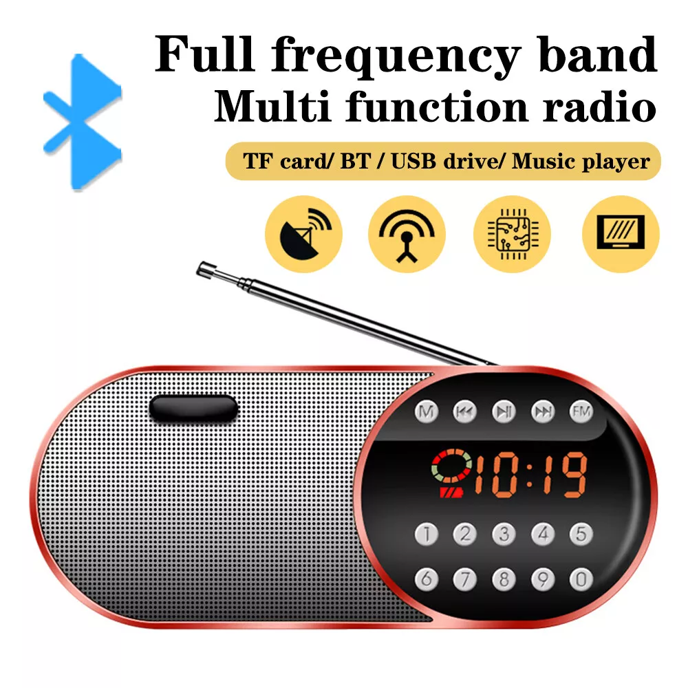 Multi-functional FM Radio Portable Bluetooth Speaker with LED Display  Flashlight Support U Disk TF Card